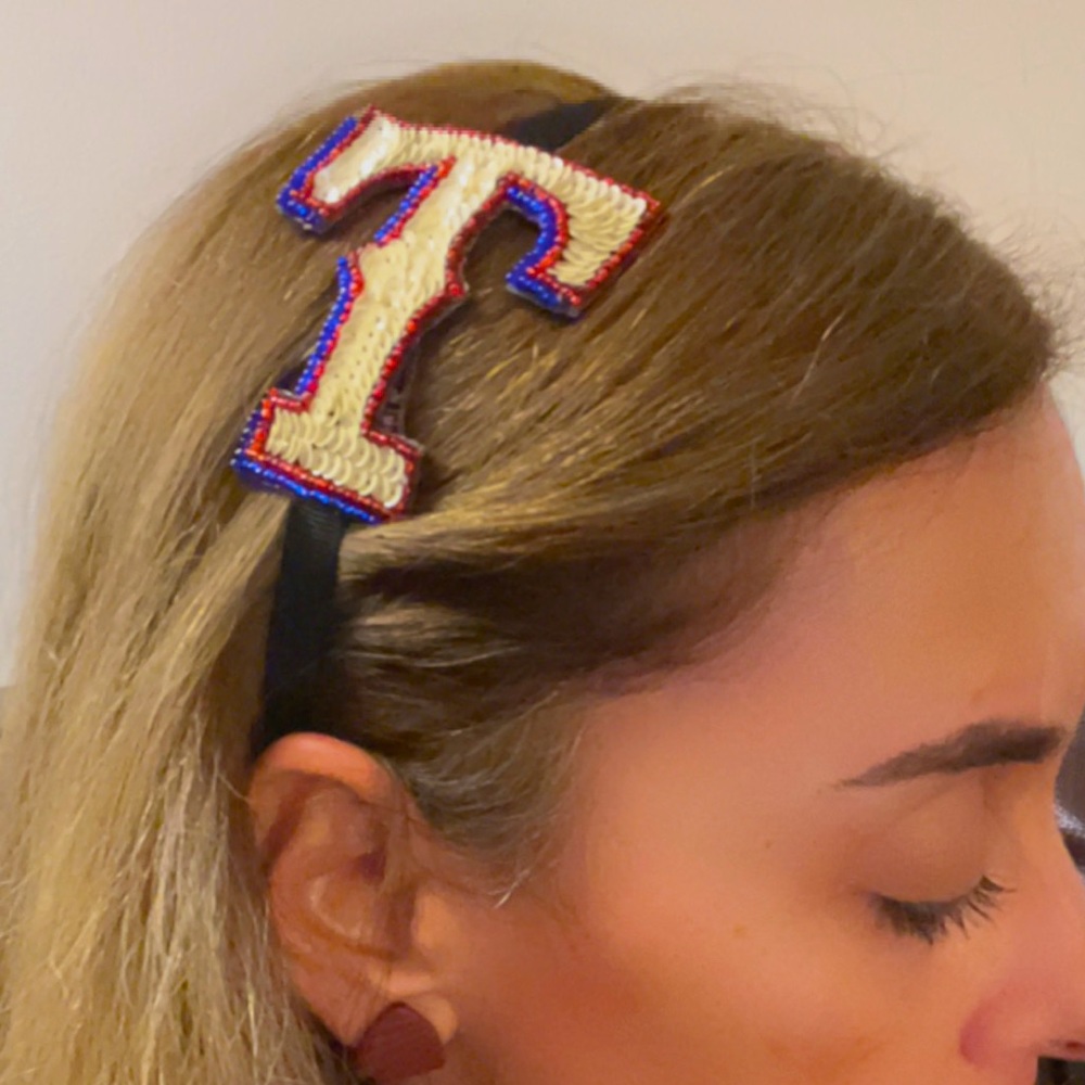Texas Rangers sequined and beaded headband